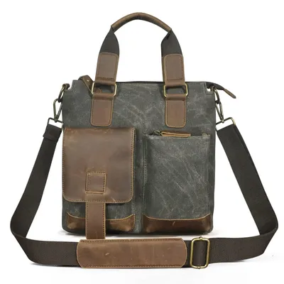 Produktbild von Herren Crossbody Tasche - Wasserfestes Canvas & Echtleder - B259