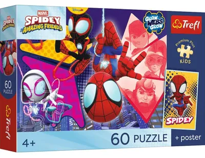 Zdjęcie produktu dla Puzzle 60 Spidey Niesamowita przygoda+plakatTREFL - Trefl