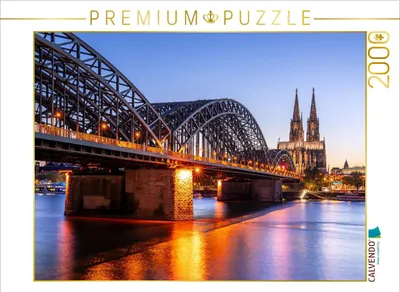 Produktbild von CALVENDO Puzzle Hohenzollernbrücke zur blauen Stunde | 2000 Teile Lege-Größe 90x67cm Foto-Puzzle für glückliche Stunden