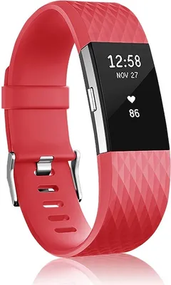 Produktbild von BStrap Silicone Diamond (Small) Armband für Fitbit Charge 2, red