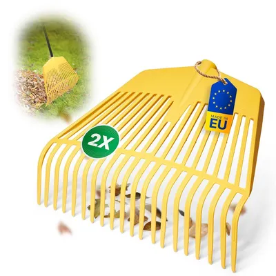 Zdjęcie produktu dla Novatool 2x zestaw mioteł do liści, narzędzie wielofunkcyjne 2 w 1, miotła do liści i widły do liści z 26 plastikowymi zębami, szerokość robocza 60 cm, grabie do liści, miotła ogrodowa, grabie do trawnika, grabie do odpadów ogrodowych, narzędzie ogrodowe bez trzonka