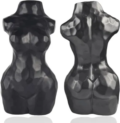 Image de Vase décoratif noir en forme de corps féminin – 30 cm – en céramique