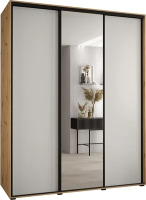 Produktbild von MEBLE KRYSPOL Davos 3 Schrank, drei Türen - 235,2x200x60 cm - Artisan Weiß Schwarz