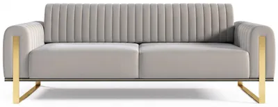 Image de Selsey Parissa - Canapé, velours gris clair, pieds dorés, 228 cm