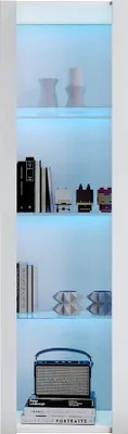 Produktbild von okwish Vitrinen Sideboard mit 3 Glasfächer für Badezimmer, Wohnzimmer, Küche, Hochschrank, Vitrinenschrank, Standschrank mit LED-Beleuchtung, Weiß