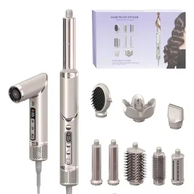 Produktbild von Flex Styling System 8 in 1 Rotierender Leistungsstarker Haartrockner Multi-Styler Mit Auto-Wrap Lockenwicklern Paddelbürste Ovalbürste