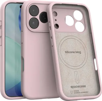 Zdjęcie produktu dla Silikonowe etui magnetyczne z MagSafe SPACECASE Silicone Mag do iPhone 17 Pro Różowy