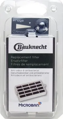 A product package for a Bauknecht refrigerator filter.
