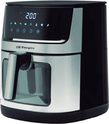 Productafbeelding van Friteuse zonder olie, model Orbegozo FDR 8020, inhoud 8 liter, vermogen: 1500 + 500 W, roestvrij staal