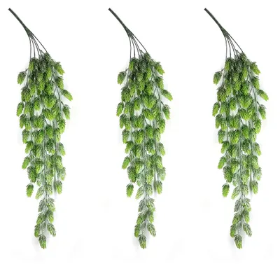 Produktbild von 3 Stück Künstliche Hopfenblume Gefälschte Hopfenranke Grün Hängende Rebe Pflanze Dekoration für Innen- und Außenbereich