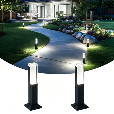 Image de 2 lampes de jardin LED, 6W, lampes sur pied pour l'extérieur, 40 cm, lumière blanche froide 6000K, étanches IP65