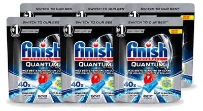 Produktbild von 6 x Finish Powerball Quantum Ultimate Geschirrspültabs - Entfetter - 40 Tabs - Vorteilspackung - 6 Stücke