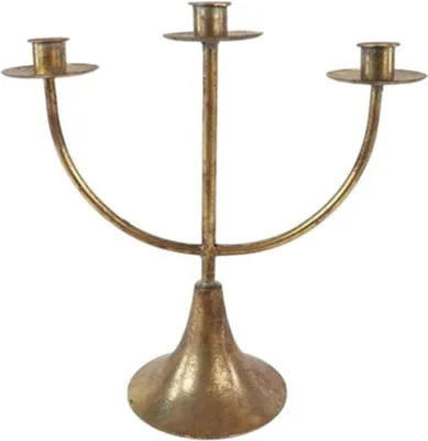 Immagine prodotto di Candeliere da tavolo in metallo dorato, stile naturale, con 3 bracci, ideale per decorazioni  altezza 30 cm