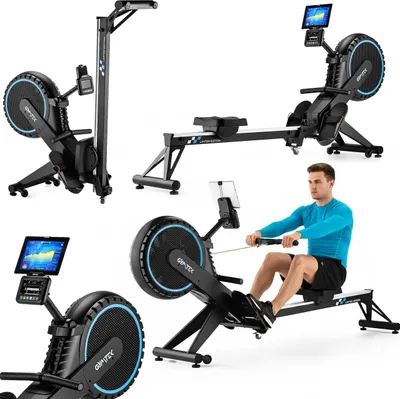 Produktbild von Gymtek® Rudergerät Rudermaschine Wasserrudergerät für Zuhause - bis 150 kg - 16 Stufen - 21 Trainingsprogramme