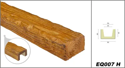 Produktbild von DECO WOOD Deckenbalken rustikal aus Polyurethane, 2m Länge, PolyurethanBalken Holzoptik (hellbraun - 9x6cm) Wanddekoration Hohlbalken Holzstruktur