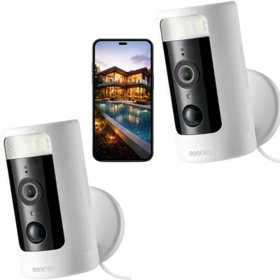 Produktbild von Überwachungskamera (Außenbereich, 4MP 2K WLAN IP Sicherheitskamera zur Heim-& Außenüberwachung, 2-tlg., Schwenk-/Neigbar, Spotlight & IR-Farbnachtsich