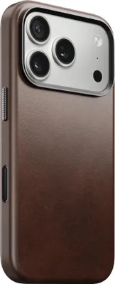 Image de Nomad Traditional Horween cuir coque iPhone 17 Pro – Bouton en cristal de saphir pour contrôle précis de la caméra – Compatible avec MagSafe pour une recharge sans fil rapide – Bague de caméra en aluminium pour une protection renforcée - Marron
