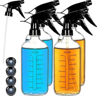 Produktbild von Famanu Sprühflaschen 500 ml - 4 Stück für Haar- und Reinigungslösungen - Transparent