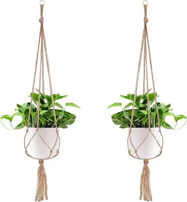 Produktbild von Gartenhalter mit Schlüsselring für Gartendekoration - Handgefertigter Baumwollstrang - 104 cm 4 Beine