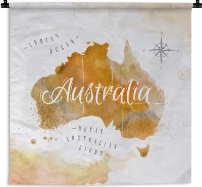 Produktbild von MuchoWow® Wandteppich Wandbehang Weltkarte - Zusammenfassung - Australien 120x120 cm Tapisserie Dekoration Wandtuch - Modern - Baumwollgewebe