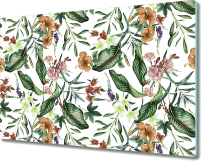 Produktbild von Glas Schneidebrett Herdabdeckplatten Schneideplatten - 80x52 cm - Exotische Blumen