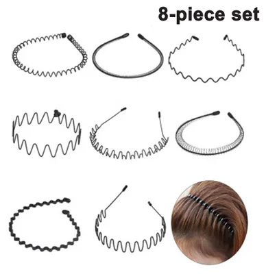 Produktbild von Uni-Metallhaarband, gewelltes Metallstirnband, rutschfestes elastisches Stirnband, Herrenhaarband, Haaraccessoires, Stirnband-Accessoires für Outdoor-Sportarten