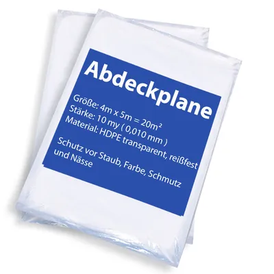 Produktbild von 50x Abdeckfolie Plane 4x5m Baufolie Schutzfolie Malerfolie Maler 10my