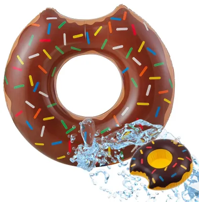 Obrázok produktu pre Nafukovací plávací kruh Donut s 1x držiakom na nápoje - 120 cm plávajúca pneumatika do bazéna a vody - pre deti a dospelých