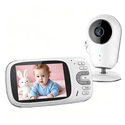 Obrázek produktu pro Dětská chůvička s kamerou, bezdrátová chůvička bez Wi-Fi, s 3,2" displejem, digitální duální zvuk, funkce VOX, noční vidění, funkce interkomu