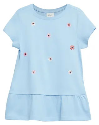 Produktbild von s.Oliver Damen T-Shirt Jersey A-Shape mit Stickerei und Raffung am Rundhalsausschnitt