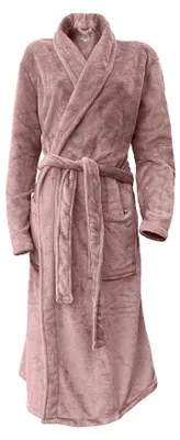 Productafbeelding van LINNICK Flanel Fleece Badjas Uni - old rose - XL
