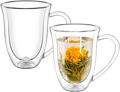 Produktbild von Wilmax doppelwandige Thermogläser - 400 ml - 6er Set Kaffeetassen - Cappucino Latte Macchiato Espresso Mokkatassen - Kaffeegläser