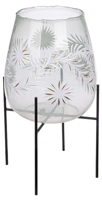 Zdjęcie produktu dla Gilde Windlicht, "Diore", Blumendesign, Glas, klar, VE 1, H. 50 cm, D. 24 cm 59112 4063387591123