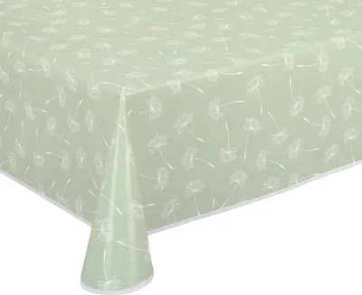 Produktbild von Wachstuch Tischdecke abwischbar rutschfest mit Paspelband Eckig Rund,Pusteblume Grün, (Eckig220x130cm)