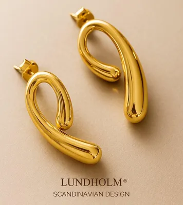 Zdjęcie produktu dla Lundholm, kolczyki do uszu typu "ohrstecker" dla kobiet, pozłacane – styl boho, vintage, 2,3 cm – wysokiej jakości stal nierdzewna, powłoka PVD w kolorze złota – hipoalergiczne, wodoodporne