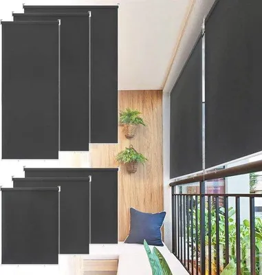 Image de Parasol vertical anthracite, 180 x 240 cm, imperméable, fonction thermique, pour balcon et terrasse