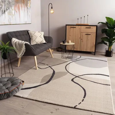 Produktbild von TT Home Wohnzimmer Teppich Kurzflor Modern Abstraktes Geometrisches Design Weich Größe 240x340 cm