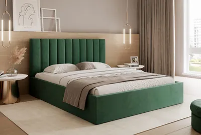 Produktbild von Polsterbett "VALENTTI" mit Stauraum & elegant gestepptem Kopfteil - Modernes Bett