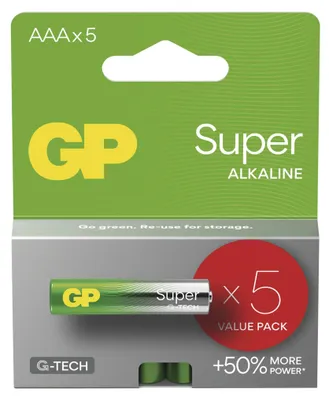 Alkalická baterie GP Super AAA (LR03) 5 ks