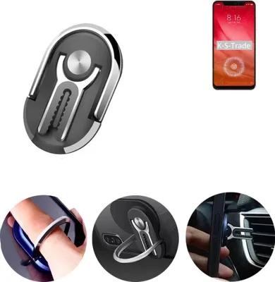 Produktbild von K-S-Trade 3in1 Smartphone-Ring Handy-Ring kompatibel mit Xiaomi Mi 8 Screen Fingerprint Edition Fingerhalterung  Handyring Tischständer