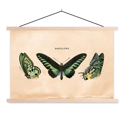 Produktbild von MuchoWow® Textilposter Schmetterling - Tier - Insekt 120x80 cm mit holzfarbenen Rahmen - Aufhängeset