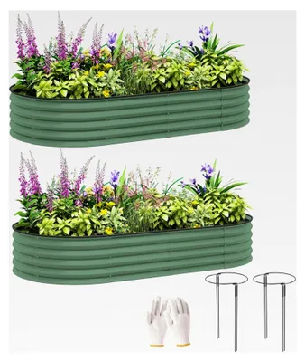 Produktbild von 2er-Set Hochbeet aus Stahl, Pflanzbeet für Garten und Balkon, stapelbar, 181x93x30cm