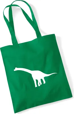 Produktbild von Huuraa Jutebeutel Brachiosaurus Dinosaurier 10 Liter Kelly Green Baumwolle Tasche Geschenkidee