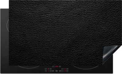 Produktbild von KitchenYeah© Herdabdeckplatte Leder - Lederoptik - Schwarz - Grau - Druck , 91x52cm, Küche Deko, Glaskeramikkochfeld Herdabdeckung, Abdeckplatte fùr Kochfeld