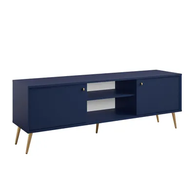 Image de AX LIVING Télé meuble hifi Rorene meuble à tele 156 cm meuble tv bleu
