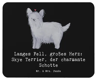 Produktbild von Mr. & Mrs. Panda Mousepad Skye Terrier - Schwarz - Geschenk, Hunderasse, mousematte, schottische, Mauspad, Hunderassen Pflege, treuer Begleiter, Hund, treu, laptop