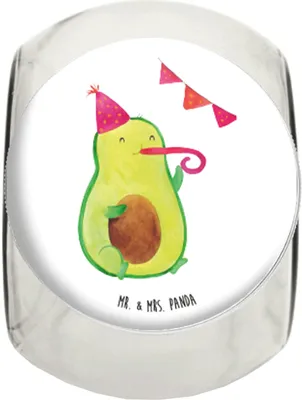 Produktbild von Mr. & Mrs. Panda Kaffeedose Avocado Party XL 2000ml - Weiß - Geschenk, Happy Birthday, Bonbonglas, Avocados, Vorratsdose Glas, Geburtstag, Frischhaltedose, Teedose