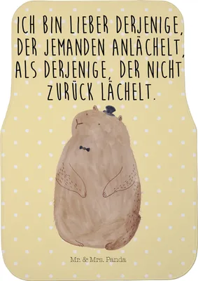 Produktbild von Mr. & Mrs. Panda Autoteppich Murmeltier - Gelb Pastell - Geschenk, Fußmatte Fürs Auto, Respekt, Freundlichkeit, Universal, Tiere, Auto-Fußmatte, Knigge, Automatte