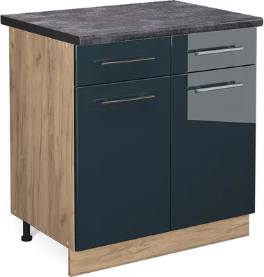 Obrázok produktu pre Kuchynská spodná skrinka Vicco Fame-Line Tmavo modrá vysoký lesk 80 cm , AP Antracit, Model 48861