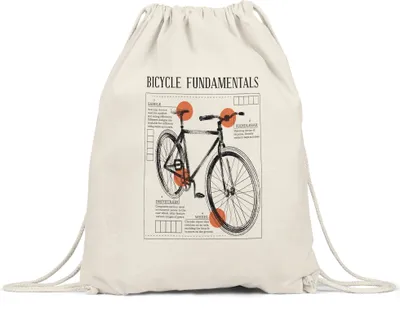 Produktbild von Bicycle Fundamentals Turnbeutel Gymsack  Fahrrad Motiv für Sportbegeisterte und Hobby Radfahrer Fahrradfahrer Fahrradfahrerin